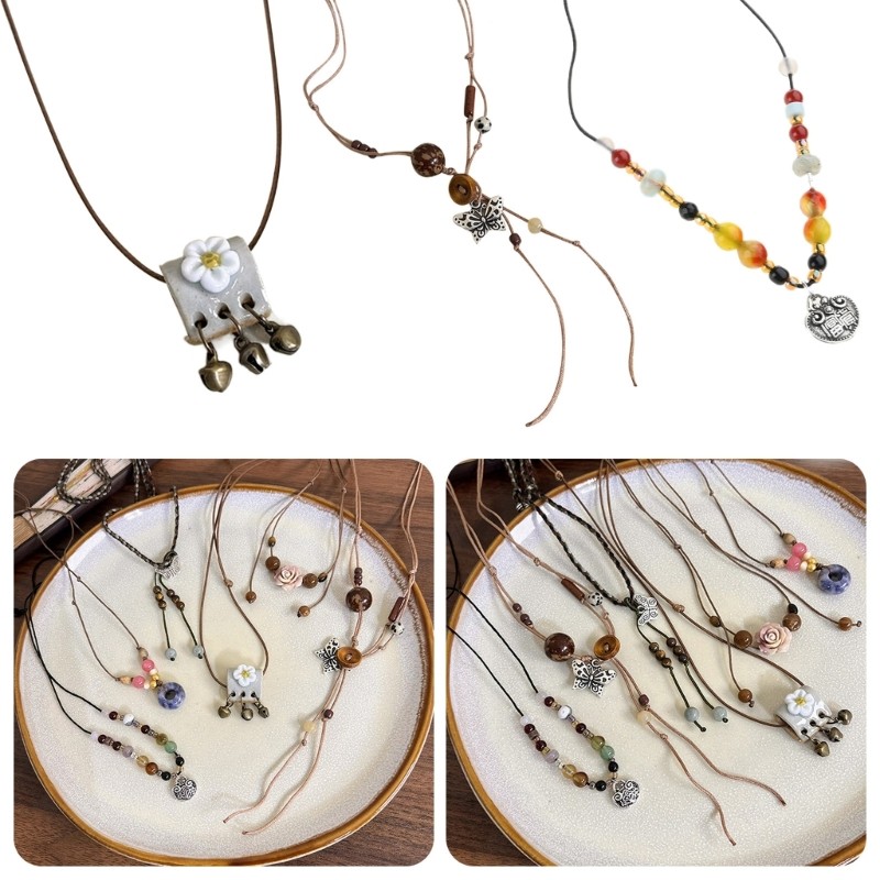 IOR Cultural Artwork สร้อยคอสไตล์ลูกปัดคอ Niche เสื้อกันหนาว