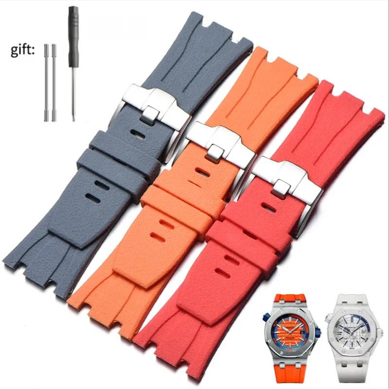 สายนาฬิกายางแบบสปอร์ตสําหรับ AP 15703 15710 26020 26170 26178 26470 26471 Royal Oak Offshore 28 มม.นาฬิกาซิลิโคนอุปกรณ์เสริมเครื่องมือ