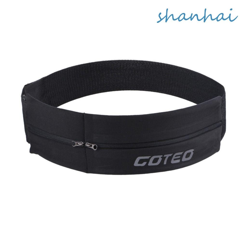 Shanhai กระเป๋าสตางค์ กระเป๋าคาดเอว สะท้อนแสง มีซิปคู่ สําหรับใส่โทรศัพท์มือถือ วิ่ง เข้ายิม เดินป่า