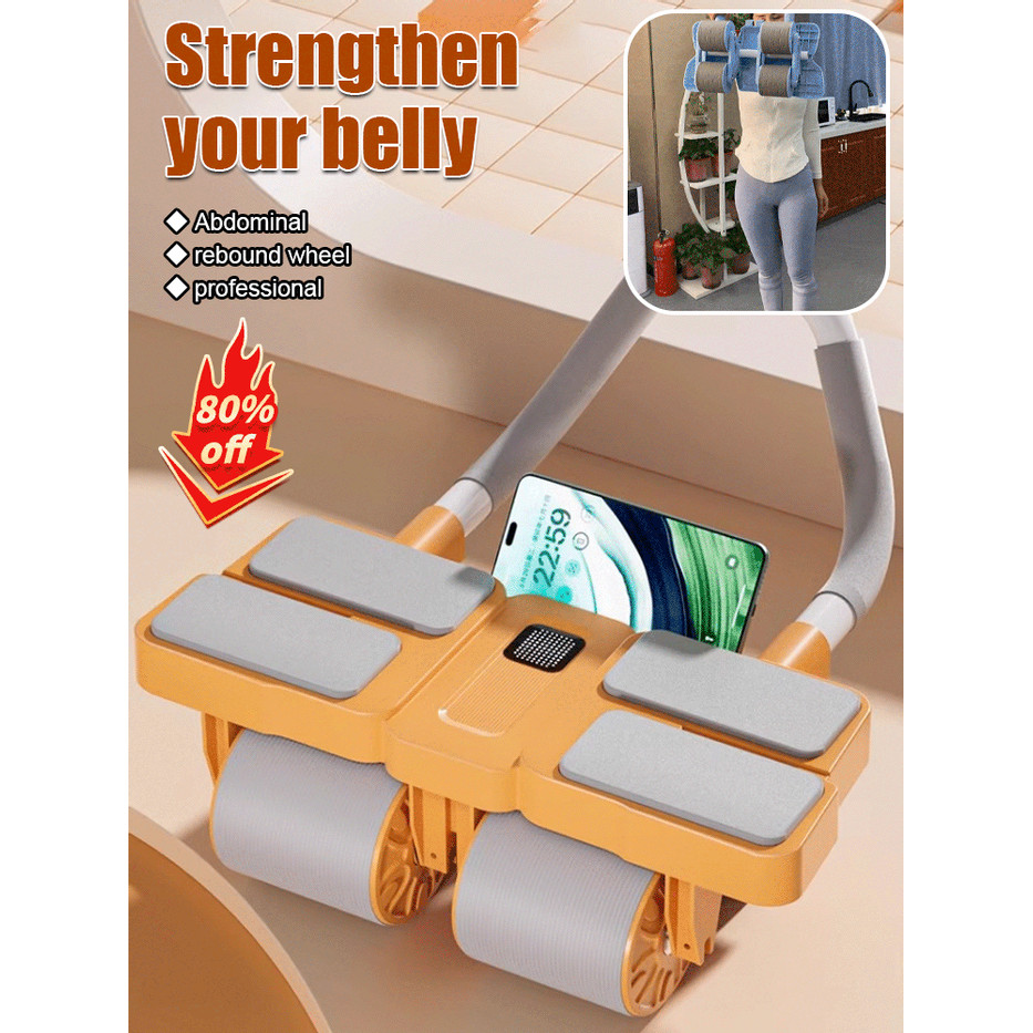 Lovalfour Rounds Of Automatic Rebound Tummy Tuck and Roll Abdominal Fitness Wheel ในครัวเรือน Abdomi