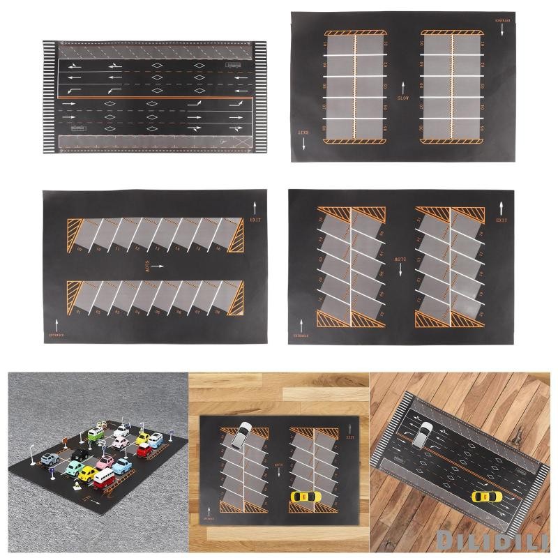 [ 1/64 Scale Parking Lot Mini Diecast Garage Scene Display สําหรับรถยนต์รุ่น