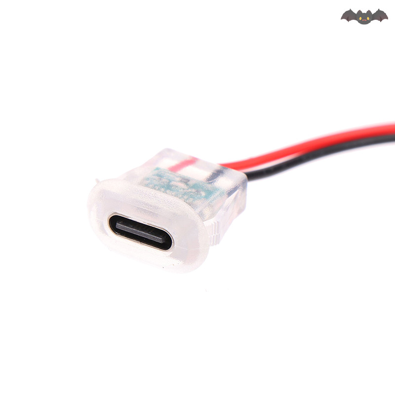 [PE] 2pin USB TYPE C ประเภทอินพุตชาร์จซ็อกเก็ตพร้อมไฟ LED แผ่นกันน้ํา USB-C พอร์ตไฟ TYPE-C หญิงเชื่อมต่อแจ็ค TH
