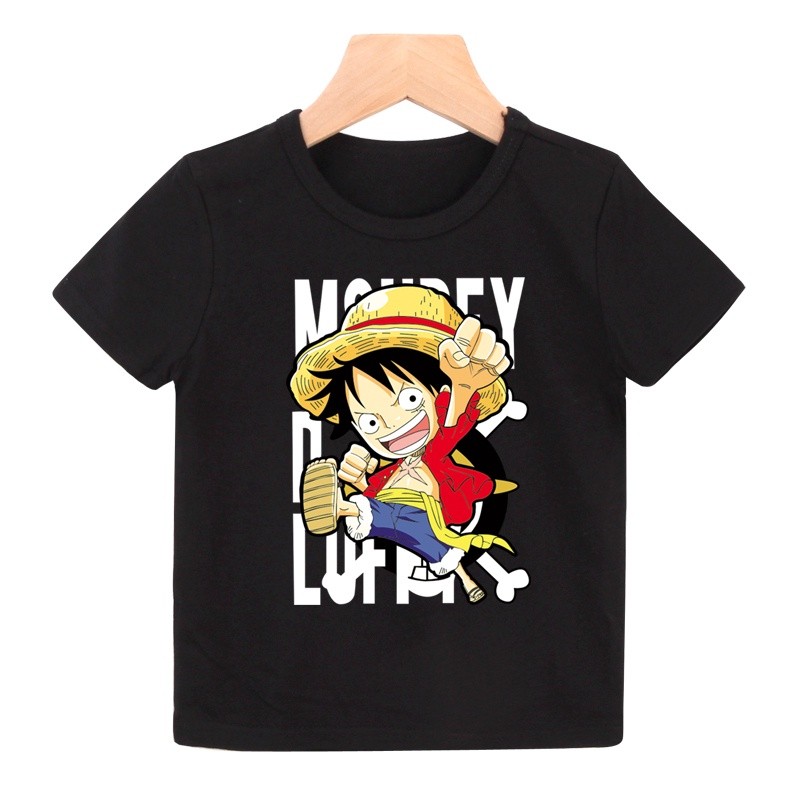 (จัดส่งตลอด 24 ชั่วโมง)Kids T shop เสื้อยืดแขนสั้น พิมพ์ลายลูฟี่ สำหรับเด็กผู้ชาย