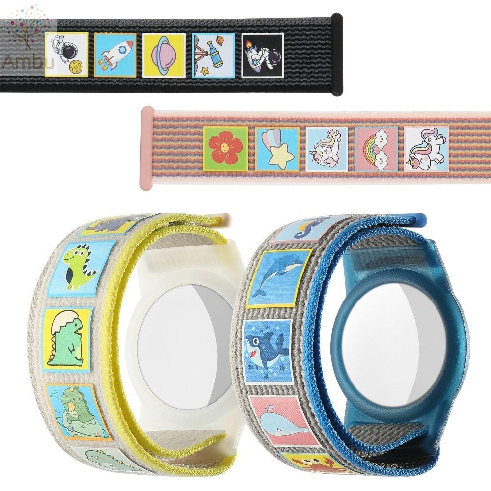 Ambu สายรัดไนลอน, สร้อยข้อมือเด็กกันน้ํา TPU, อุปกรณ์ติดตามการ์ตูนเปลี่ยนสายรัดข้อมือเด็กสําหรับ Airtag