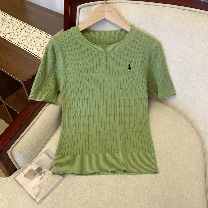 เกาหลีหลวมสีทึบรอบคอเสื้อกันหนาวผู้หญิง Retro All-Match Top
