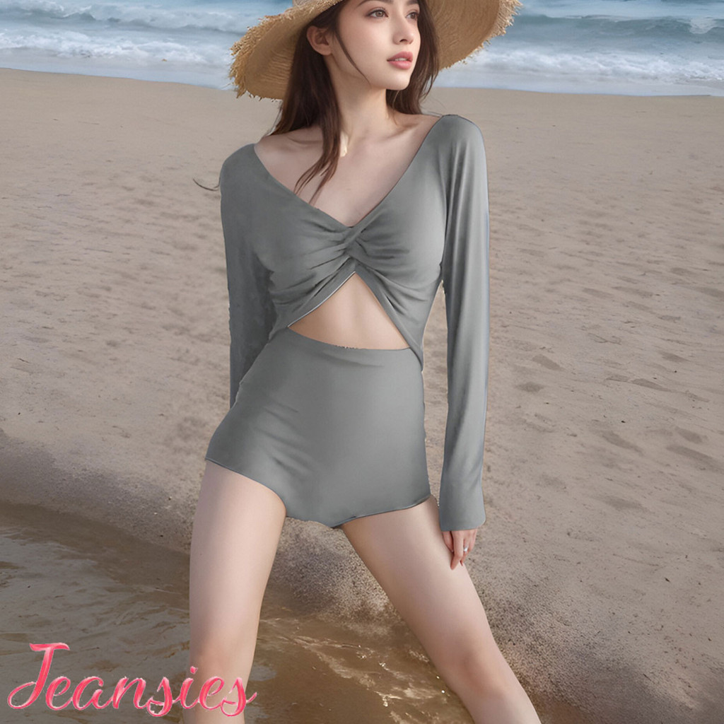 ชุดว่ายน้ำวันพีซ แขนยาว ใหม่ล่าสุด สำหรับสาวๆ ปกปิดและทำให้เพรียว
