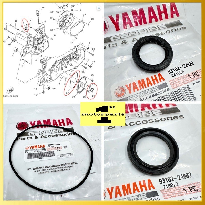 NVX V1 V2 / NMAX V2 N-MAX LH CVT PULLEY / RH CRANKCASE ซีลน้ํามัน / O-RING CVT