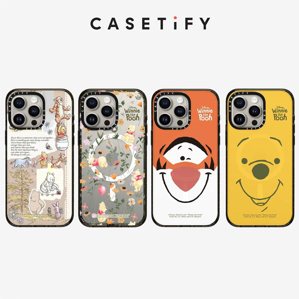 ปลอกแม่เหล็ก Winnie the Pooh เคสโทรศัพท์อะคริลิคสําหรับ IPhone 15 ProMax 15Pro 15 14 13 12 11 Pro Max กรณีห่อกันกระแทกด้านหลังปกแข็ง