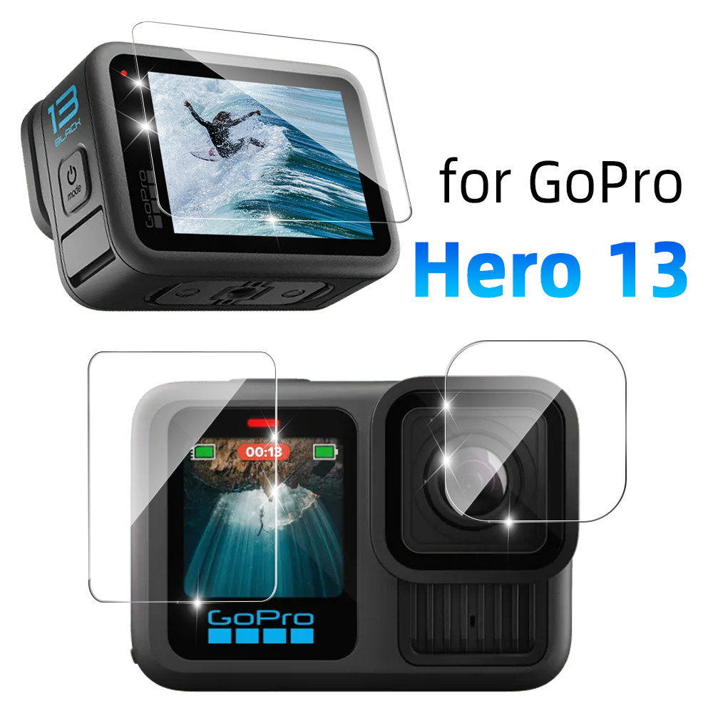 ฟิล์มกันรอยสําหรับ GoPro Hero 13 Screen Ultra-HD กระจกนิรภัยหน้าจอ + ฟิล์มป้องกันเลนส์