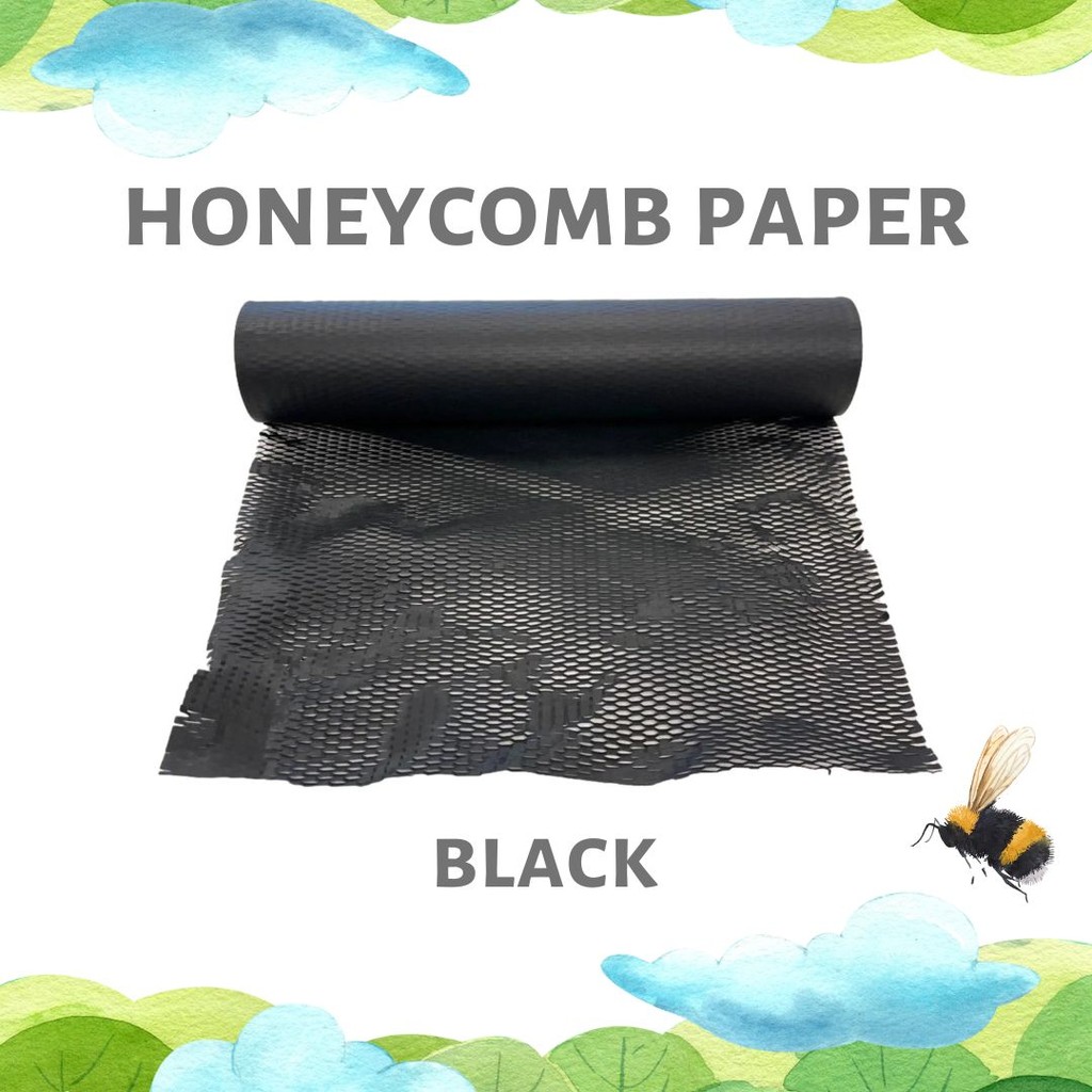 กระดาษรังผึ้งกันกระแทก Honeycomb Paper ห่อของ กันกระแทก ดีไซน์เก๋ สไตล์มินิมอล สีดำ ไฮโซ (หลายขนาด)