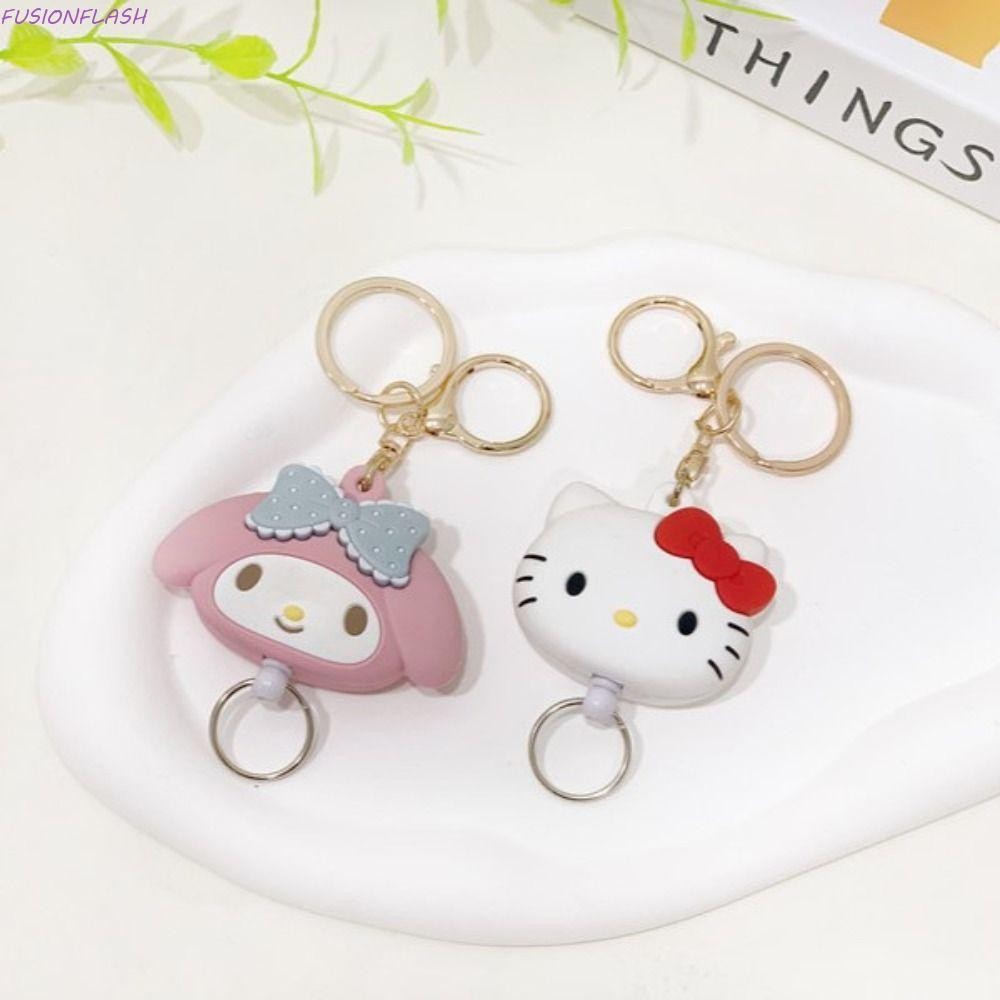Fusionflash พวงกุญแจ Kuromi ยืด, ยืดหยุ่นอะนิเมะยืด My Melody พวงกุญแจ, Mini KT Cat ซิลิโคน Kawaii Cinnamoroll ฝาครอบกุญแจหญิง