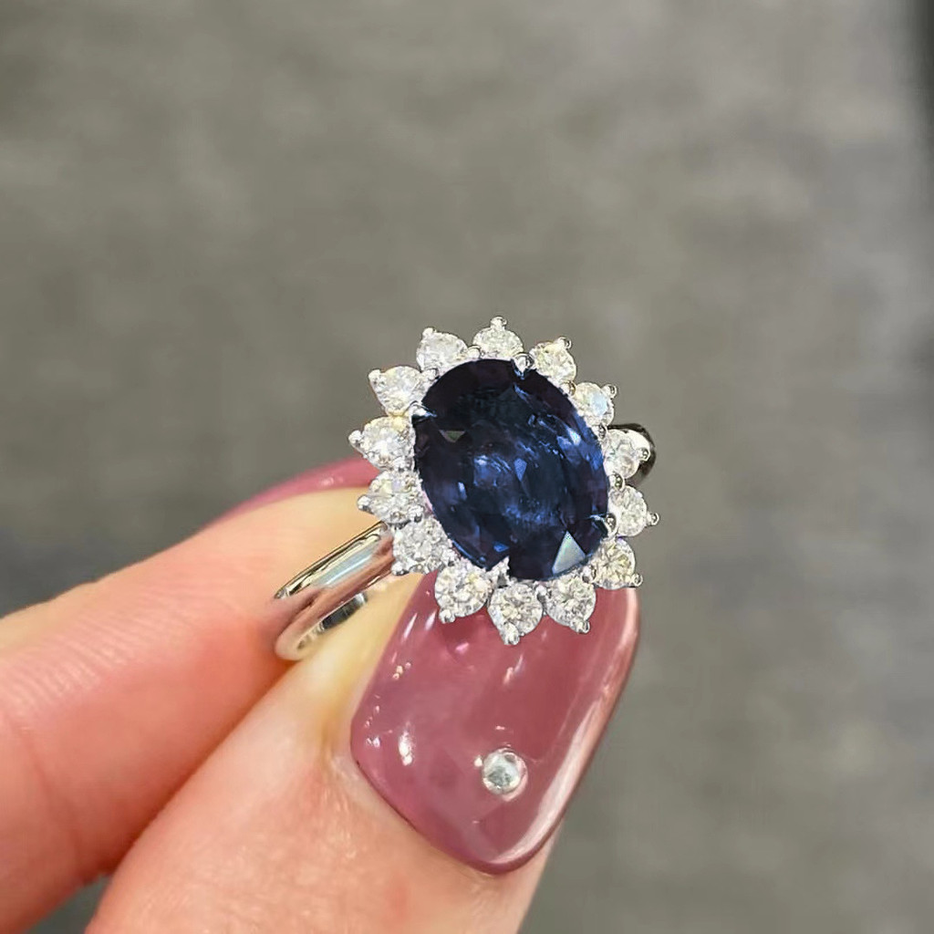 ใหม่ Blue Zircon แหวนแฟชั่นเครื่องประดับ Cubic Zirconia เจ้าสาวงานแต่งงานหมั้นของขวัญ - รูปที่ 6