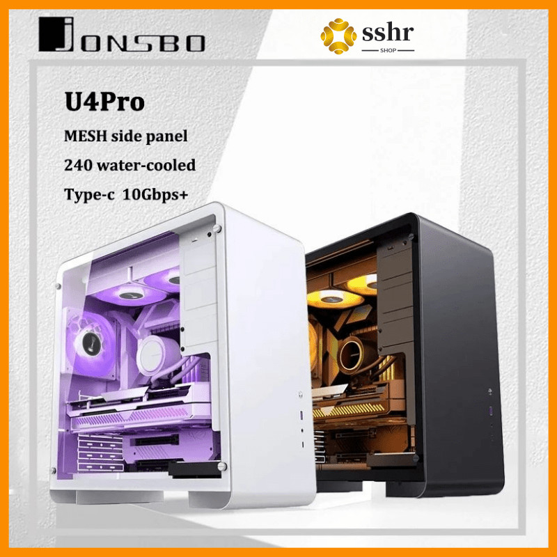 Jonsbo U4 Pro MESH ATX แชสซีคอมพิวเตอร์ขนาดเล็กพร้อมกระจกนิรภัยด้านข้างอินเทอร์เฟซ Type-C รองรับ 240