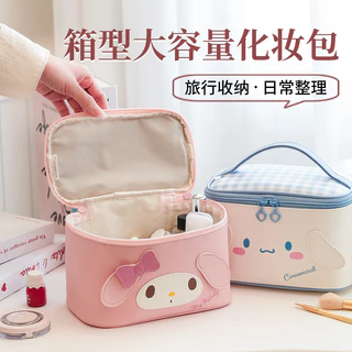 Sanrio Stereoscopic หูน่ารักการ์ตูนกระเป๋าเครื่องสําอาง Hello Kitty Cinnamoroll Melody Kuromi Travel กระเป๋าเก็บแบบพกพากระเป๋าถือ