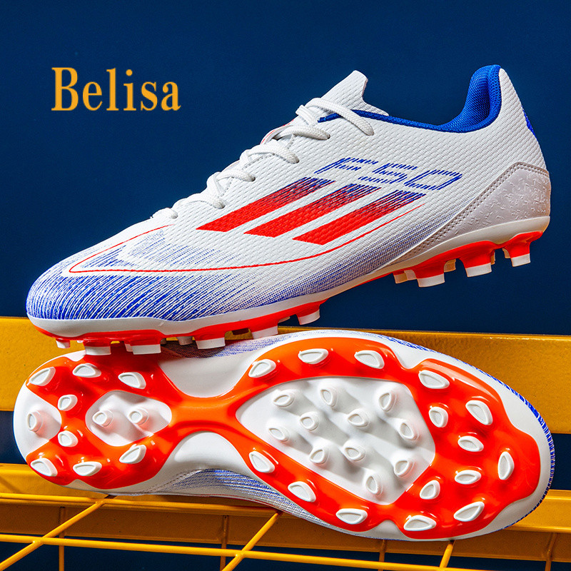 รองเท้าฟุตบอลทรงเตี้ย รองเท้าฟุตบอล Spikes AG ยาวสําหรับผู้ชายและผู้หญิง size:35~45
