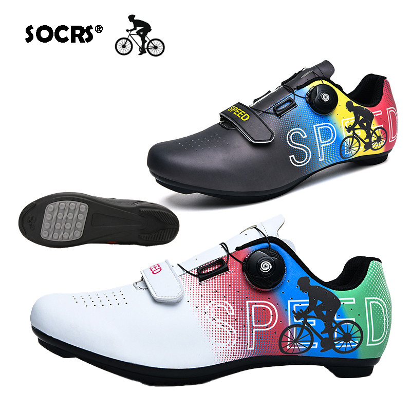 SOCRS Professional ขี่จักรยาน Cleat รองเท้า Sliver Gold สี RB ความเร็วรองเท้า Non-Locked SPD จักรยานรองเท้า MTB จักรยานเสือหมอบรองเท้าขนาดใหญ่ 36-45