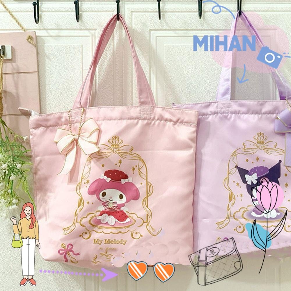 Mh กระเป๋าสะพายข้าง, Sanrio Kawaii Kuromi กระเป๋าสะพายผู้หญิงอเนกประสงค์เรียบง่าย, กระเป๋าโท้ตนํากลับมาใช้ใหม่อินเทรนด์