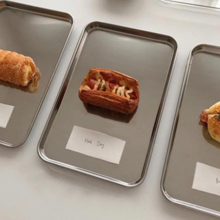 ถาดสแตนเลส 304 ถาดใส่อาหาร เลสสี่เหลี่ยม ถาดขนม ทนความร้อน ว…