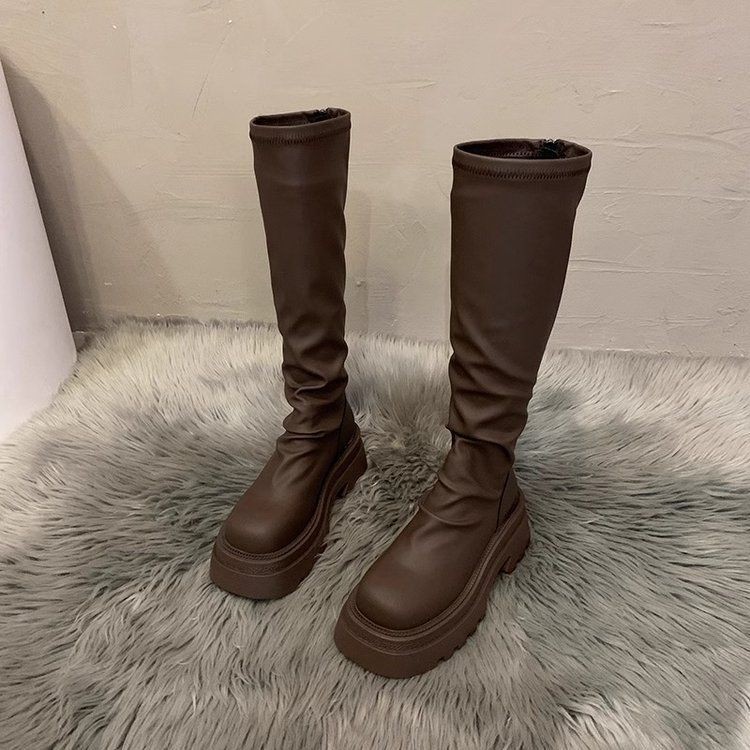 รองเท้าบูทยาว แฟชั่นเกาหลี รองเท้าอัศวิน สไตล์จีบ ดีไซน์สวยๆSize35-41 รองเท้าบูทสูง ซิปหลัง ดีไซน์อินเทรนด์ ส้นสูง6.5cm