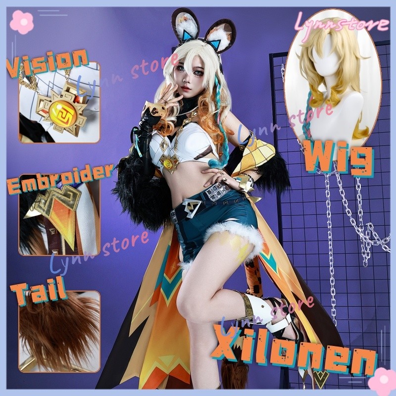 [ในสต็อก] Xilonen คอสเพลย์เครื่องแต่งกาย GENSHIN IMPACT XILONEN ชุดวิกผมชุดอะนิเมะปาร์ตี้บทบาทเล่นเส