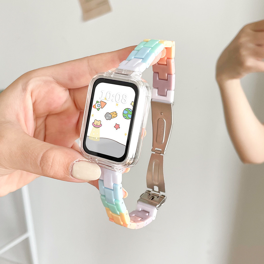 อะคริลิคสามสายรัดเหมาะสําหรับ Samsung Galaxy Fit3 SM-R390 สร้อยข้อมือสมาร์ทสายคล้องคอฤดูร้อนใหม่ Fit 3 สายกันน้ํา สายเรซิ่น