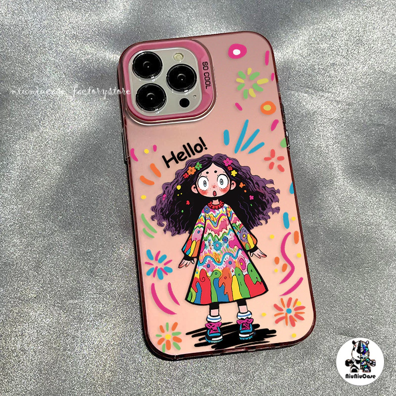 เคสไอโฟน11ซิลิโคนนุ่มเคสโทรศัพท์ Curly Haired Graffiti Girl For IPhone 11 13 12 14 15 11 Pro MAX 7PLUS X XR XS เคสมือถือ