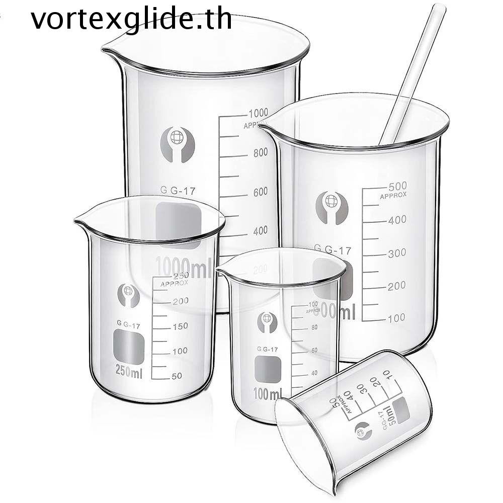 Vortexglide ลิปสติกบีกเกอร์ทําความร้อน, Thicken Heavy Glass Low Form Beakers, Heat-resist Handmade Lip Balm 10ml 25ml 50ml 100ml 150ml Scaled ถ้วยตวงเคมี Lab