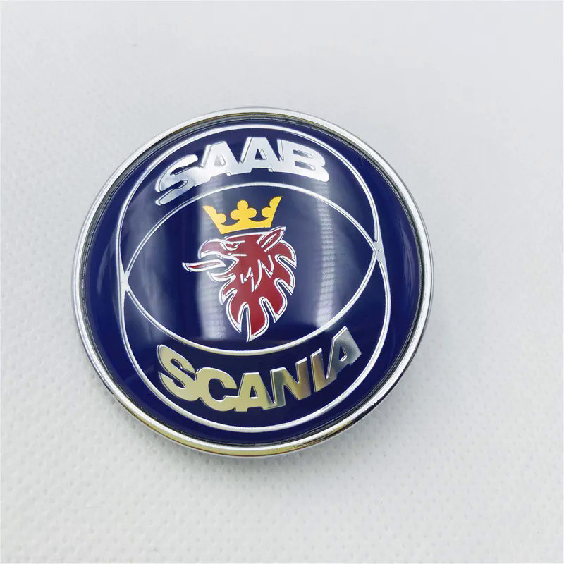 1PC Blue 50mm For SAAB 93 900 9000 Car Bonnet Front Hood Emblem Badge Sticker Circular Mark 5289897 4522884