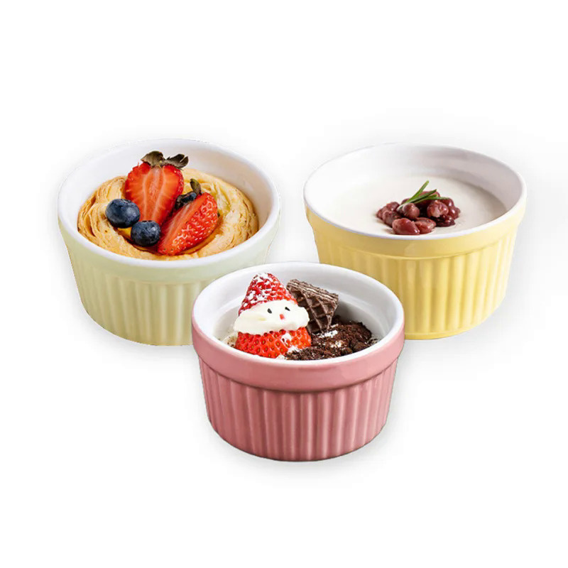 240 ml Ramekins Set of 6, Oven Safe Porcelain Ramiken Set, Souffle, Custard Cups for Baking and Ice 