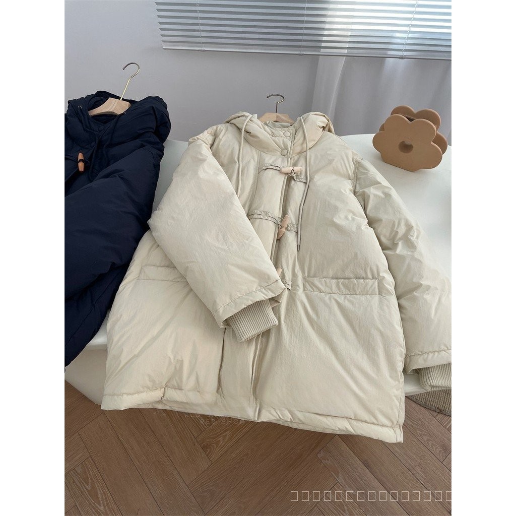 เสื้อแจ็คเก็ตบุนวมแบบยาวปานกลางสำหรับเด็กผู้หญิงเสื้อแจ็คเก็ตบุนวมแบบหนาสำหรับฤดูหนาวสไตล์เกาหลี