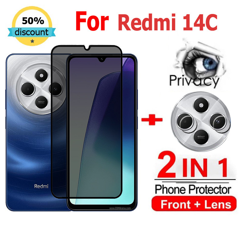 2 in 1 ฟิล์ม Redmi 14C ฟิล์มกระจกนิรภัยกันรอยหน้าจอ กันแอบมอง เพื่อความเป็นส่วนตัว สําหรับ POCO C65 M6 X6 Pro Redmi 14C A3 A2 Plus 13C 12C หมายเหตุ 13 Pro Xiaomi 14 Ultra 14T Pro 5G ฟิล์มกันรอย ฟิล์มกล้อง