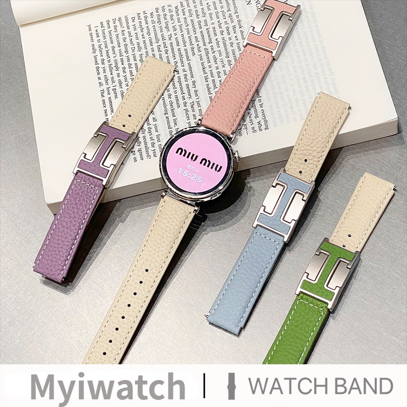 18 มม.20 มม.22 มม.ลิ้นจี่สายหนังสําหรับ Samsung Galaxy Watch GT 6 5 4 โลหะแม่เหล็กหัวเข็มขัดออกแบบสําหรับ Huawei Watch Series GT 5 4 3 2 PRO Fit 3 2 PRO Fit 3 2 42 มม.43 มม.