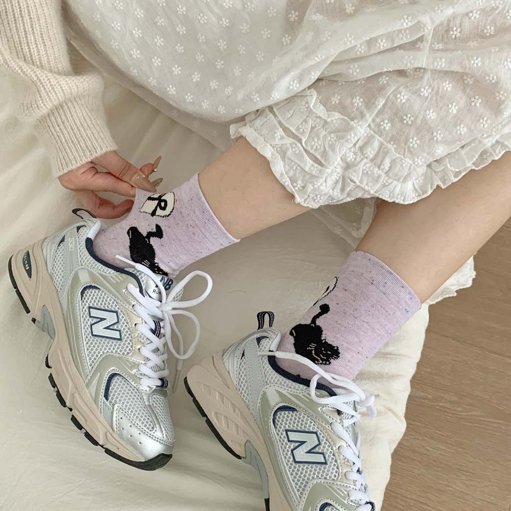 น่ารัก แมวถุงเท้าผู้หญิงการ์ตูนที่มีสีสันลายจุดกุทัณฑ์พิมพ์กลางหลอดถุงเท้าข้อเท้าน่ารักสบายๆถุงเท้าผ้าฝ้าย - รูปที่ 3