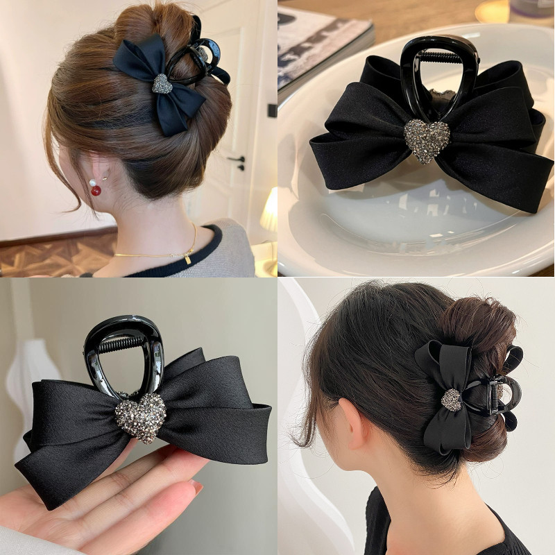 Love Heart Rhinestone กิ๊บติดผมแฟชั่นเกาหลี Elegant Bow Hairpin เครื่องประดับผมสําหรับผู้หญิง