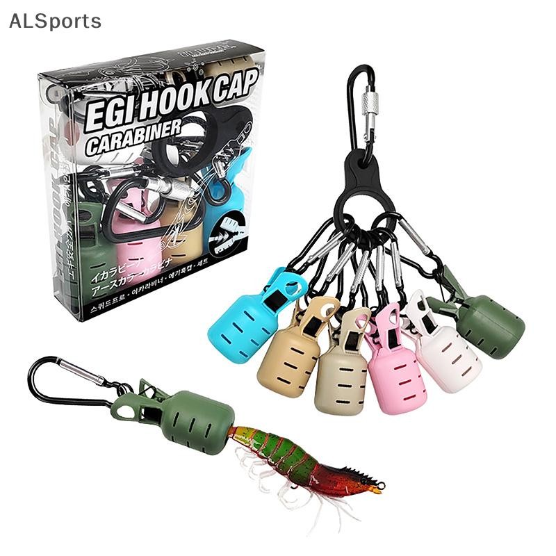 [ALSports] Squid Jig Bait Protector Kit 6pcs Webfoot Octopus Egi Hooks Cover Cuttlefish ร่ม Lure Cap พร้อม Carabiner Fishing Tackle [th]