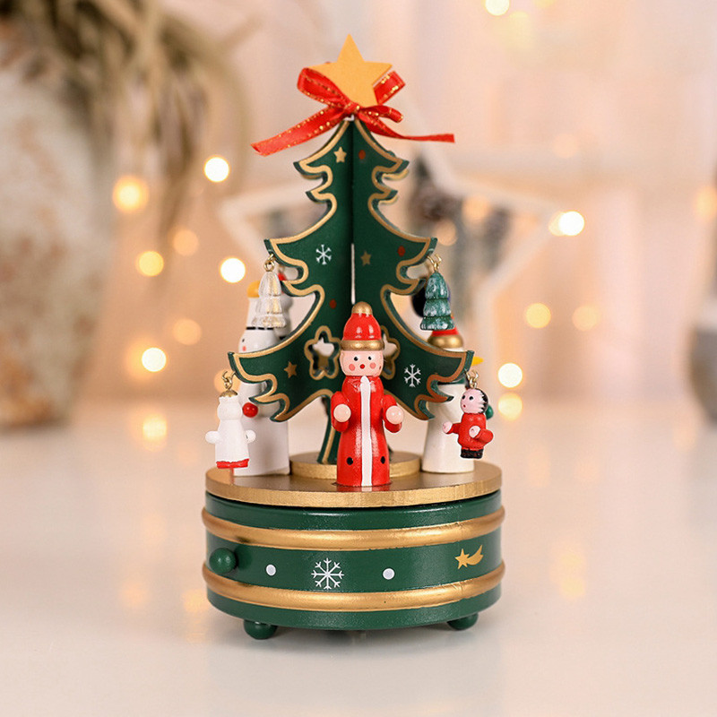 Carousel Horses กล่องดนตรีน่ารักคริสต์มาสไม้เดสก์ท็อปตกแต่งการ์ตูนของเล่นเด็ก - รูปที่ 7