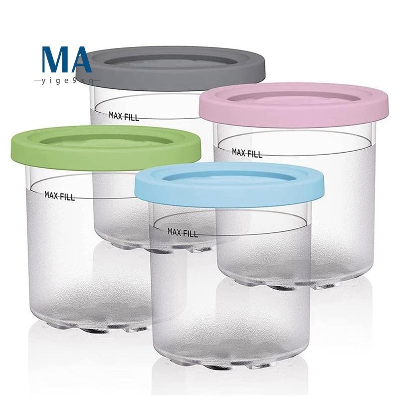 Mayige9xqIce Cream Pints Cup,ภาชนะไอศกรีมพร้อมฝาปิดสําหรับ Ninja Creami Pints NC301 NC300 NC299AMZ S