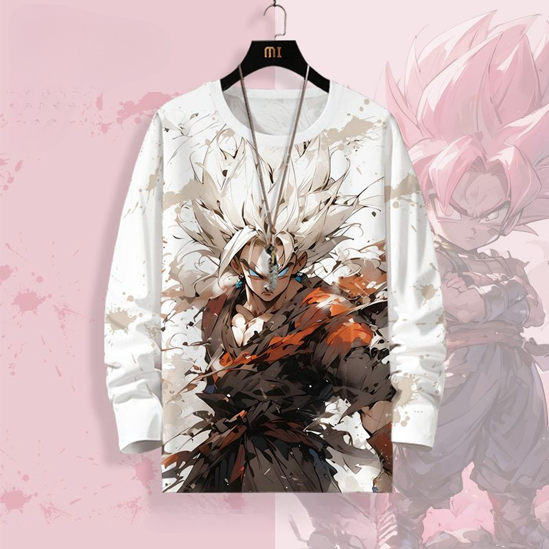 Dragon Ball รอบคอแขนยาวเสื้อยืดชาย Anime Sun The Monkey King พิมพ์ฤดูใบไม้ร่วงชาย TOP