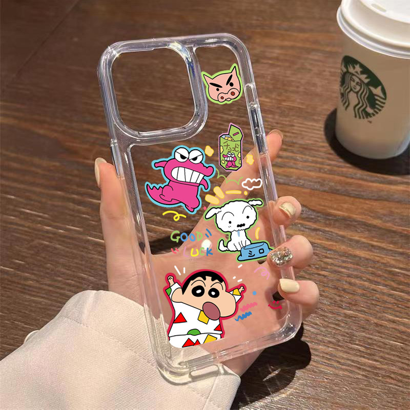 TPU ปุ่มชุบไฟฟ้า เคสไอโฟน นิ่มกันกระแทก เคสโทรศัพท์ iPhone 11 12 13 14 15 Pro Max XR XS X 7 8Pโชคดี