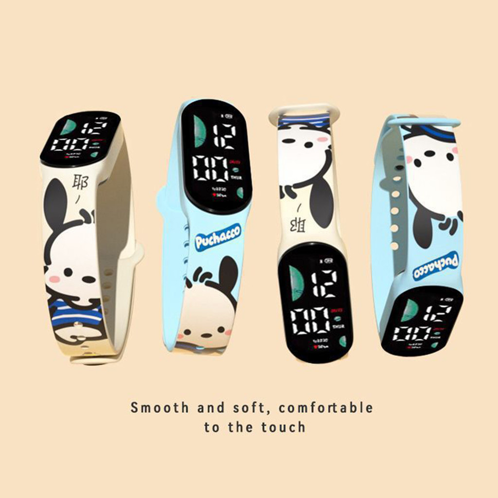 นาฬิกาอิเล็กทรอนิกส์ดิจิตอล นํา คาซูล นาฬิกาข้อมือดิจิตอลพร้อมสายปรับนุ่ม