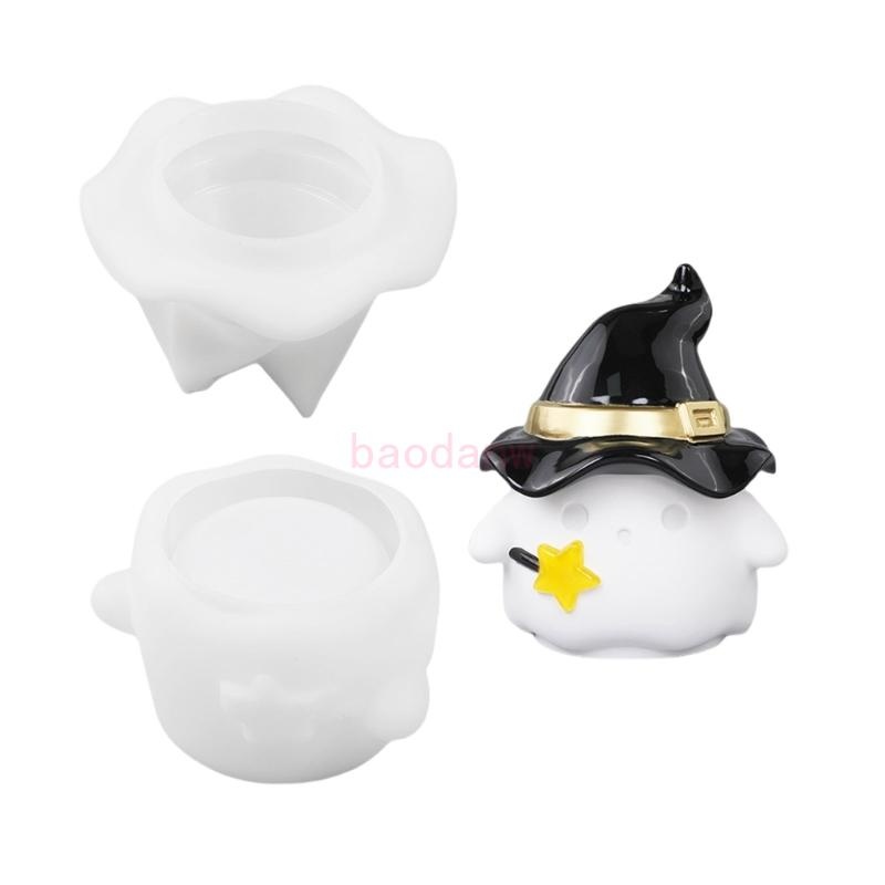 Bdw Halloween Spectre Storage Jar Mould แม่พิมพ์ซิลิโคนสําหรับซีเมนต์พลาสเตอร์ถ้วย