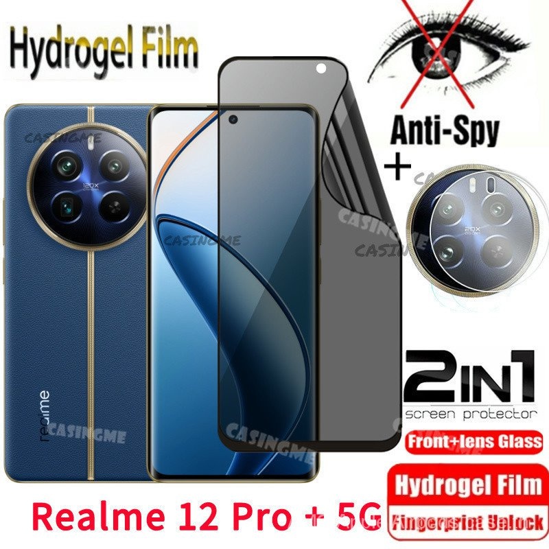 Realme 12 Pro 5G Soft Privacy hydrogel ฟิล์ม Anti-Spy เต็มรูปแบบป้องกันหน้าจอ Anti Peek ความเป็นส่วนตัวฟิล์มสำหรับ Realme12 Pro 12Pro realme 12 Pro PLUS 5G กล้องฟิล์ม wvuc