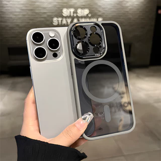 ใหม่ปลอกหรูหราใสเคสแข็งกันกระแทกกรณีโทรศัพท์สําหรับ ไอโฟน 16 15 14 13 12 11 มือโปร สูงสุด 16บวก แม่เหล็กใสกรณีปกพรีเมี่ยม