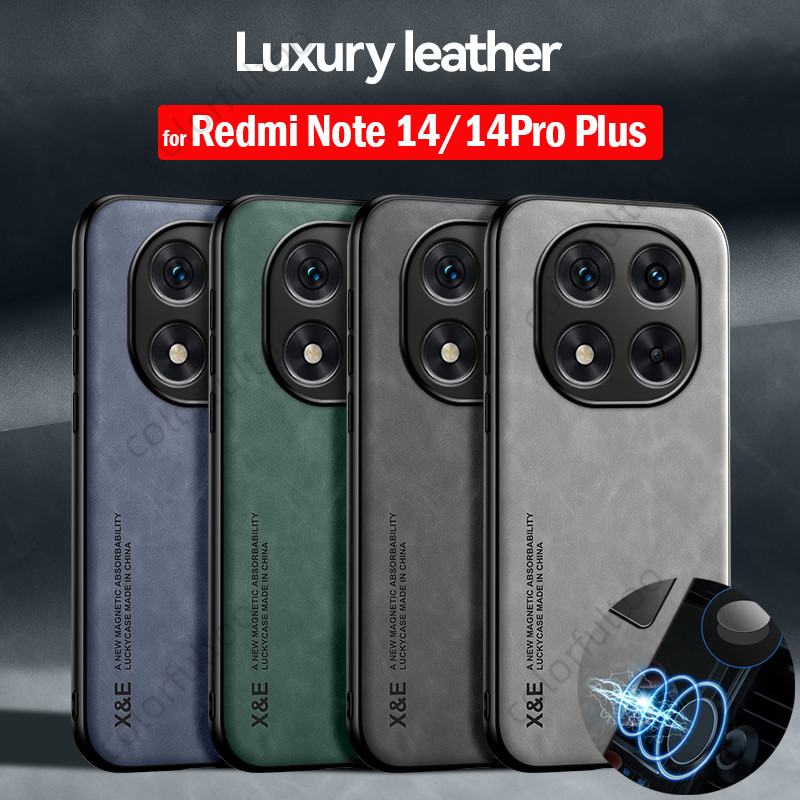 เคสโทรศัพท์หนังสําหรับ Xiaomi Redmi หมายเหตุ 14 Pro Plus 14Pro + Note14Pro 4G 5G กรณี Ultra Thin Matte Textured ปลอกซิลิโคนอ่อนนุ่ม Anti-fall กล้องปกป้องกันกระแทกปกหลัง