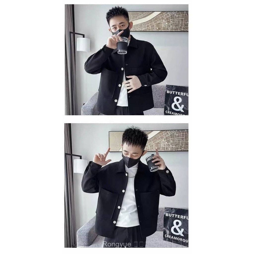 เสื้อโค้ทผู้ชายระดับไฮเอนด์ INS เสื้อแจ็กเก็ตสไตล์เกาหลีแบบใหม่มีกระเป๋าใหญ่2024ฤดูใบไม้ผลิและฤดูใบไม้ร่วง