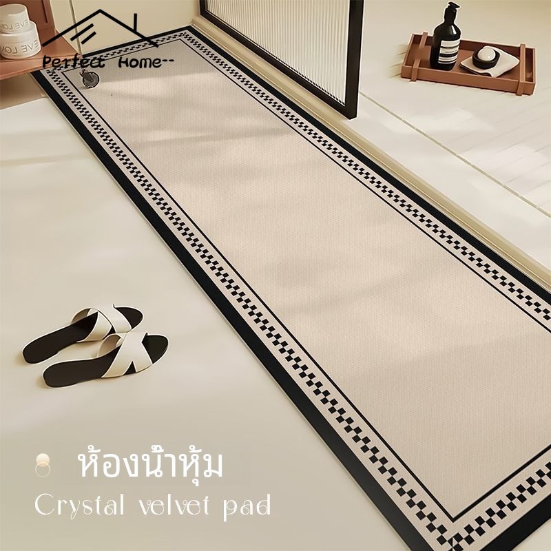 พรมปูพื้นห้องน้ำพรมเหยียบประตูห้องน้ำพรมโคลนไดอะตอมนุ่มซับน้ำพรมแห้งเร็วพรมยาวใช้ในครัวเรือนแผ่นกันลื่น45*70ซม.-60*180ซม.