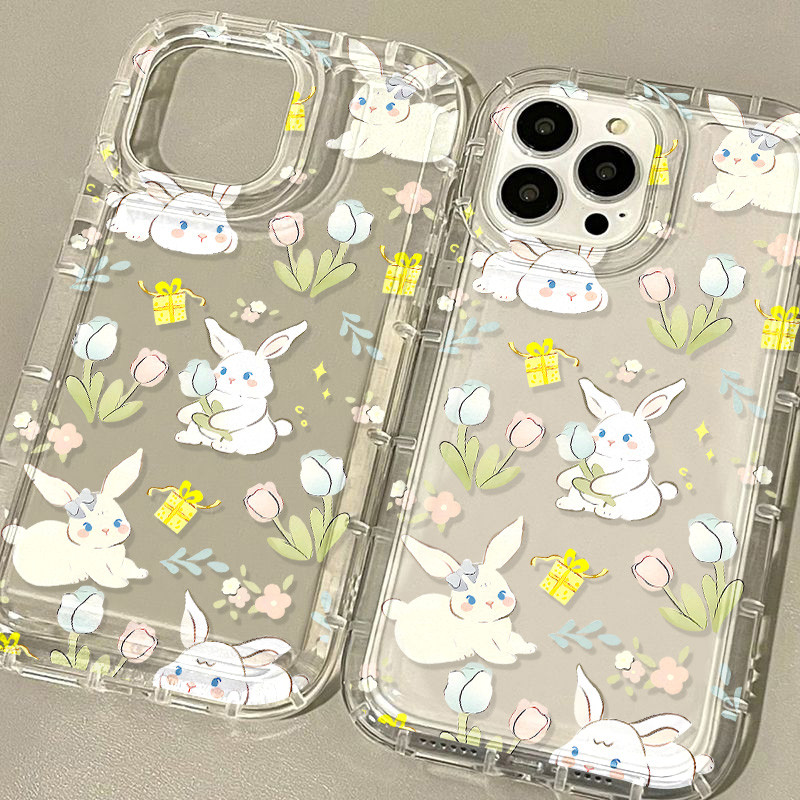 สำหรับ for iPhone 16 11 13 14 15 12 Pro Max 6 7 8 Plus X XR XS MAX SE เคสนิ่มใสถุงลมนิรภัยกันกระแทกการ์ตูนน่ารัก