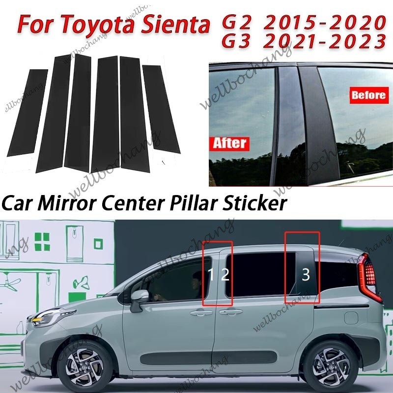 Toyota Sienta สีดําเงารถประตูหน้าต่างคอลัมน์ศูนย์ BC เสาโพสต์สติกเกอร์ Trim กระจกตกแต่งฟิล์มสําหรับ Sienta G2 XP170 G3 XP210 2015-2023 อุปกรณ์เสริม