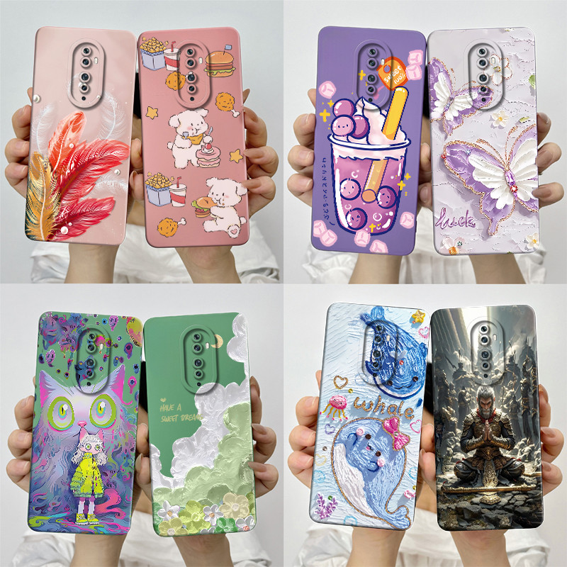 สําหรับ OPPO Reno 2F 2Z กรณี Reno2 FF CPH1989 CPH1945 CPH1951 ซิลิโคน TPU นุ่มหวานทาสีเคสโทรศัพท์พิมพ์กันกระแทกป้องกันปกหลัง