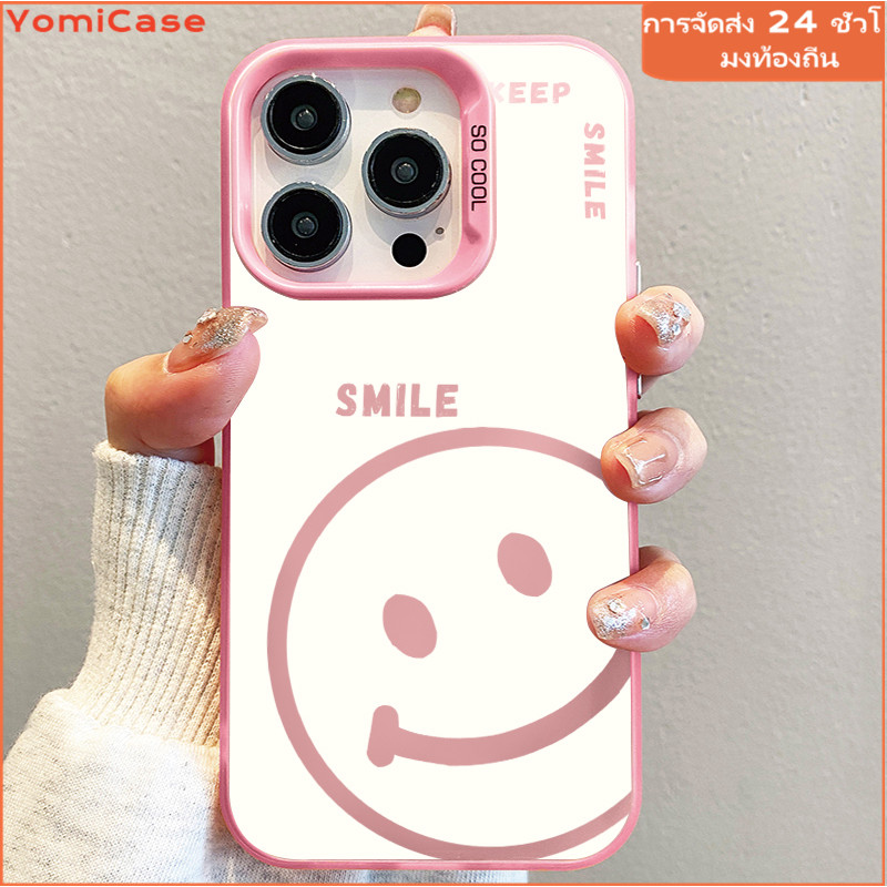 เคสแข็งหรูหรา น่ารักรอยยิ้มเรียบง่าย เคสไอโฟน11 สำหรับ iPhone13 14 15 12 11 Pro Max 15Plus XR XS Max 8 7Plus SE เคสไอโฟ